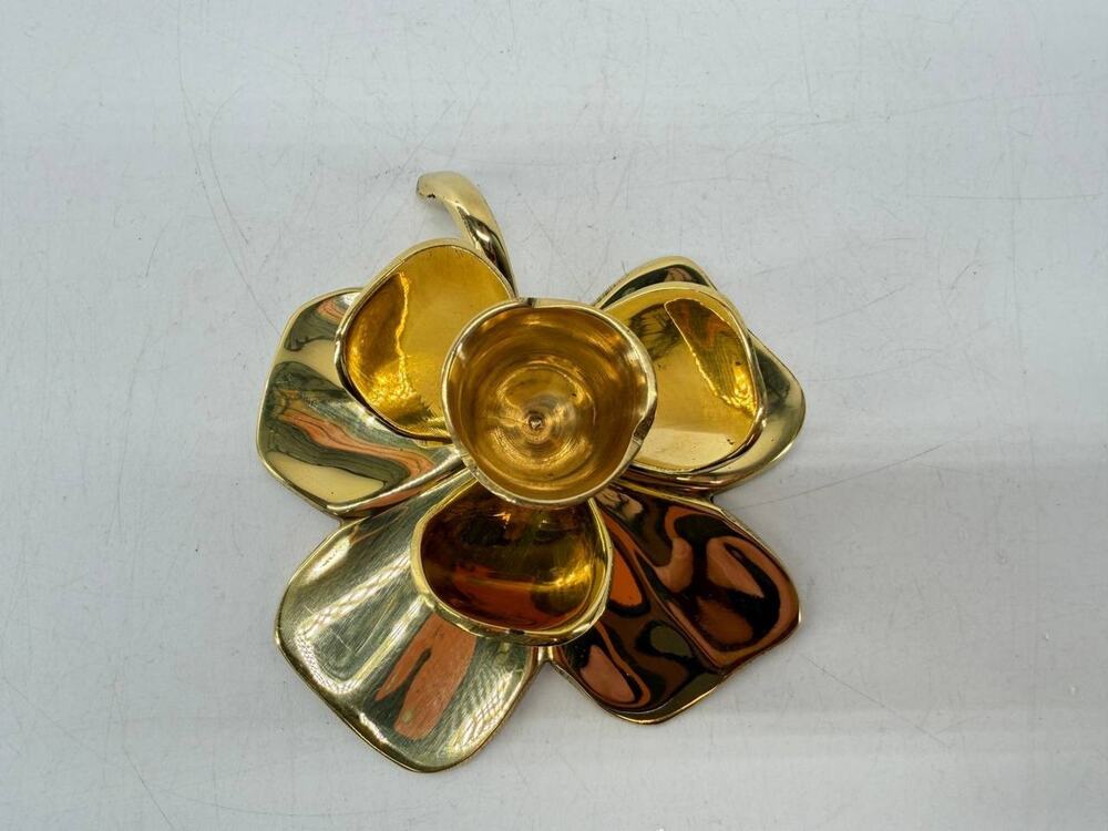 Solid Brass Orchid Flower Candle Holder GU 119 Made in India New Open Box
